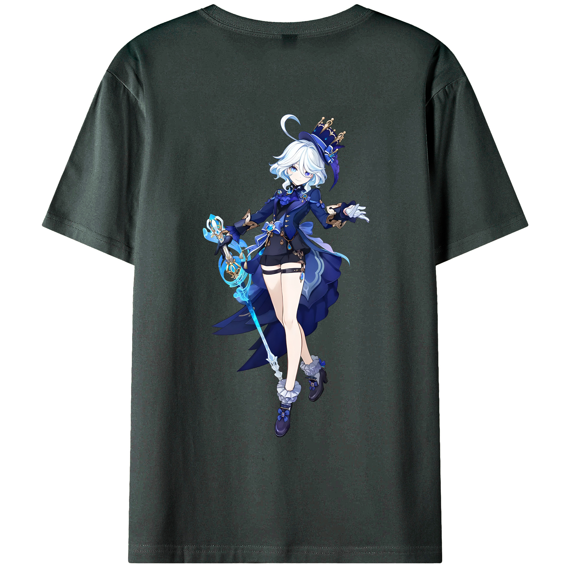 げんし神 フリーナ genshin Furina 綿100％ メンズ半袖Tシャツ（バックプリント） 通気性